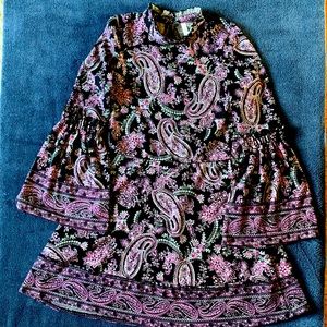 Xhilaration Juniors Boho Dress Paisly Print Black/Purple/Gray size Medium